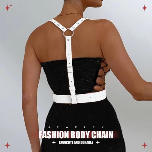 COSYDAYS Women Punk Leather Harness Belt Fashion Waist Belts Gothic Strap Chest Chains Belt Rave Harness Belts in Saudi Arabia