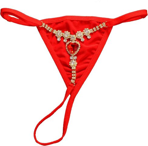 Summer Beach Crystal Heart Pendant Thong Panties Rhinestone Chain Thong G String Sexy Bikini Rhinestone Heart Waist Body Chain Jewelry for Women in Saudi Arabia