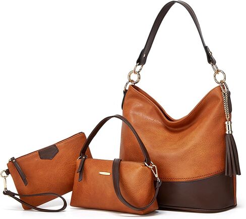 Handbags for Women Tote Bag Soft Hobo Shoulder Bag Top Handle Satchel Purse Set 3pcs in Saudi Arabia