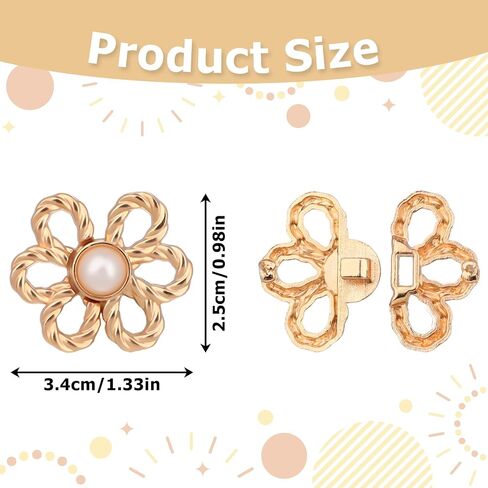 8 Sets Flower Jeans Buttons Pins, Metal No Sew Pant Waist Tightener Instant Adjuster Buckle, Detachable Cinched Waist Decorative for Loose Pants Skirts Sleeves in Saudi Arabia