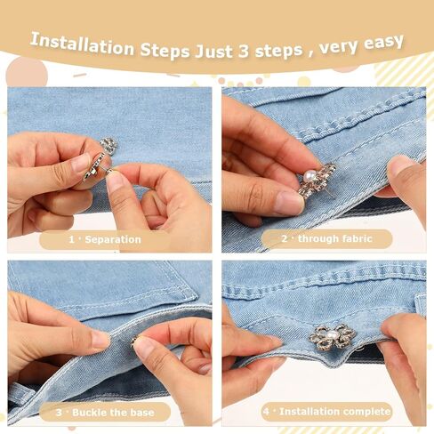 8 Sets Flower Jeans Buttons Pins, Metal No Sew Pant Waist Tightener Instant Adjuster Buckle, Detachable Cinched Waist Decorative for Loose Pants Skirts Sleeves in Saudi Arabia