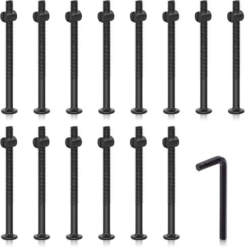 Hilitchi M6 Black Hex Socket Head Screws Bolts Barrel Nuts Hardware Assortment Kit for Crib Baby Bed Furniture Cots (M6×75-25PCS) in Saudi Arabia