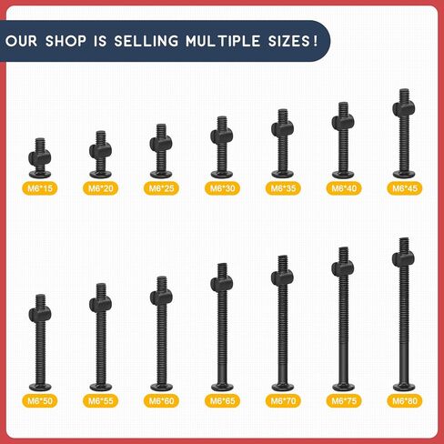 Hilitchi M6 Black Hex Socket Head Screws Bolts Barrel Nuts Hardware Assortment Kit for Crib Baby Bed Furniture Cots (M6×75-25PCS) in Saudi Arabia