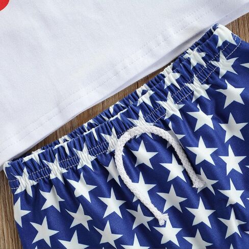 Toddler Baby Boy 4th of July Outfit Short Sleeve T-shirt Top American Flag Shorts 2Pcs Summer Clothes Set in Kuwait