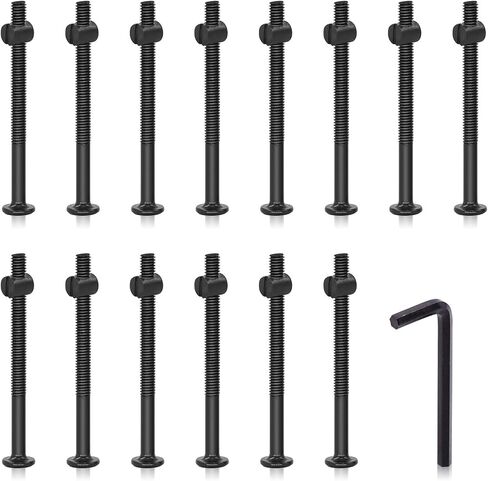 Hilitchi M6 Black Hex Socket Head Screws Bolts Barrel Nuts Hardware Assortment Kit for Crib Baby Bed Furniture Cots (M6×75-25PCS) in Saudi Arabia