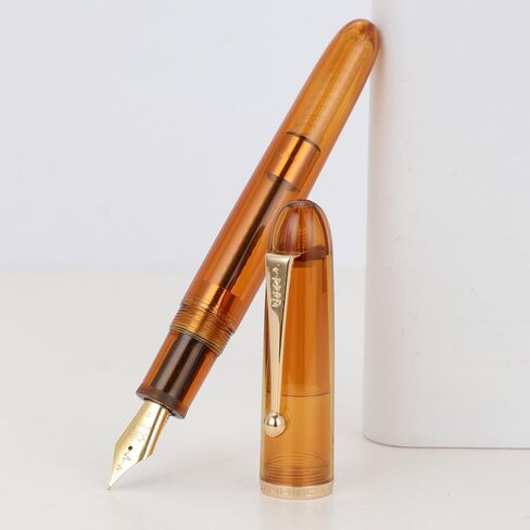 Jinhao 9016 Fountain Pen Fine Point, Dadao Series Transparent Amble Acrylic Heartbeat Nib with Large Converter for Writing in Saudi Arabia
