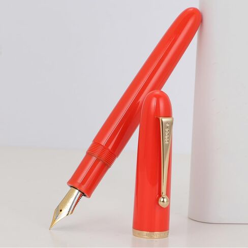 Jinhao 9016 Fountain Pen Fine Point, Dadao Series Transparent Amble Acrylic Heartbeat Nib with Large Converter for Writing in Saudi Arabia