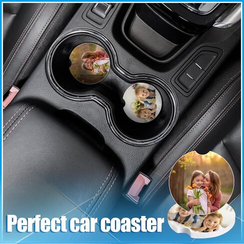 16 PCS Ceramic Car Sublimation Blanks Cupholders,2.6'' Absorbent Ceramic Sublimation Coasters Blanks with Finger Notch,Ceramic Stone Car Cup Coasters with Cork Back for Keeping Drink Spill in Saudi Arabia