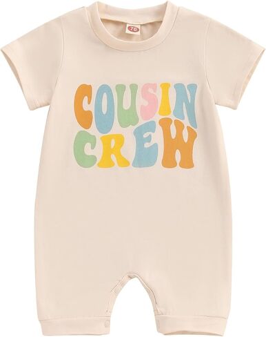 Cousin Crew T-shirts for Baby Boy Girl Short Sleeve Letter Print Romper Jumpsuit Infant Summer Consin Outfits in Kuwait