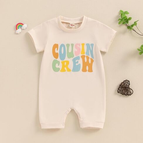 Cousin Crew T-shirts for Baby Boy Girl Short Sleeve Letter Print Romper Jumpsuit Infant Summer Consin Outfits in Kuwait