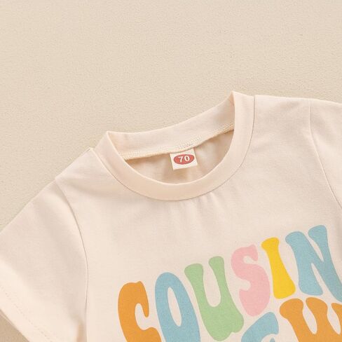 Cousin Crew T-shirts for Baby Boy Girl Short Sleeve Letter Print Romper Jumpsuit Infant Summer Consin Outfits in Kuwait