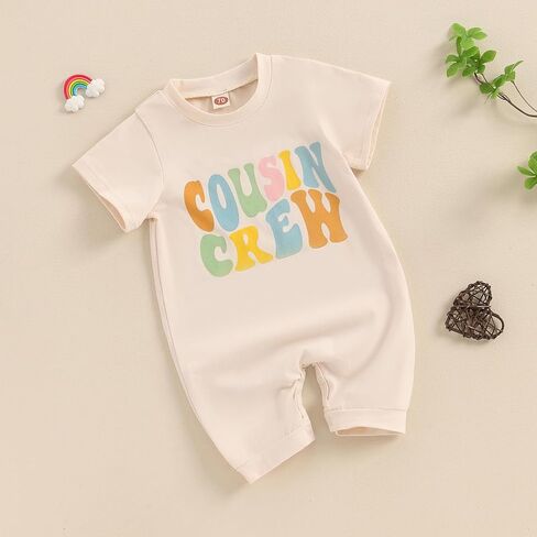 Cousin Crew T-shirts for Baby Boy Girl Short Sleeve Letter Print Romper Jumpsuit Infant Summer Consin Outfits in Kuwait