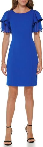DKNY Women's Mix Media Flutter Sleeve Sheath Dress in Saudi Arabia