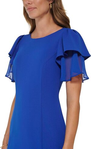 DKNY Women's Mix Media Flutter Sleeve Sheath Dress in Saudi Arabia