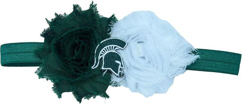 عصابة رأس للأطفال من Divine Creations NCAA Michigan State Spartans UnFRAYgettable Flower Baby، مقاس واحد، أخضر هنتر in Kuwait