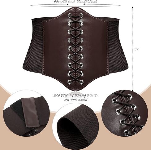 طقم أزياء من 4 قطع من العصور الوسطى يتضمن أحزمة مشد من الدانتيل والجلد القديم وحزام الخصر وسوار معصم من الجلد وحزام معصم من الفايكنج وحقيبة جلدية برباط in Kuwait