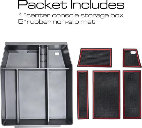 SENSHINE Center Console Organizer Tray for Ford F150 2021 2022 2023 2024 Accessories Car Interior Secondary Storage Armrest Box Insert Hidden Cubby Drawer (Red Trim) in Kuwait