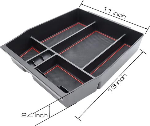SENSHINE Center Console Organizer Tray for Ford F150 2021 2022 2023 2024 Accessories Car Interior Secondary Storage Armrest Box Insert Hidden Cubby Drawer (Red Trim) in Kuwait