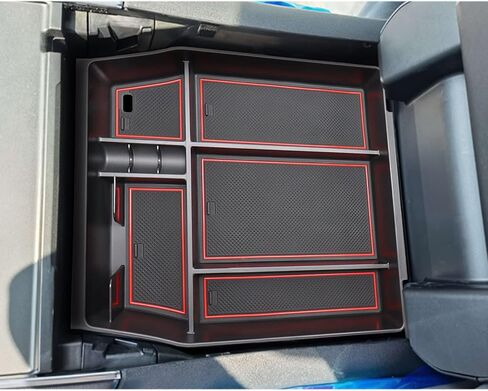 SENSHINE Center Console Organizer Tray for Ford F150 2021 2022 2023 2024 Accessories Car Interior Secondary Storage Armrest Box Insert Hidden Cubby Drawer (Red Trim) in Kuwait
