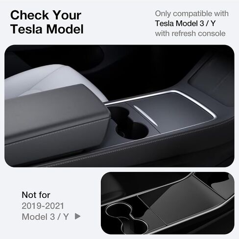 VICSEED 3PCS Tesla Center Console Organizer Set - Fit for 2021-2023 Model 3/Y, Translucent Front & Rear Console Organizer Tray, Non-Slip Silicone Cup Holder Insert, Tesla Interior Accessories in Saudi Arabia