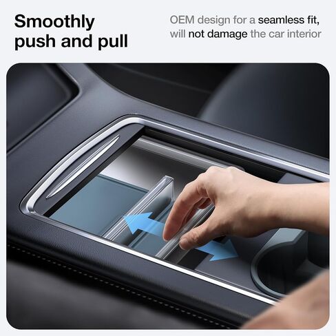 VICSEED 3PCS Tesla Center Console Organizer Set - Fit for 2021-2023 Model 3/Y, Translucent Front & Rear Console Organizer Tray, Non-Slip Silicone Cup Holder Insert, Tesla Interior Accessories in Saudi Arabia