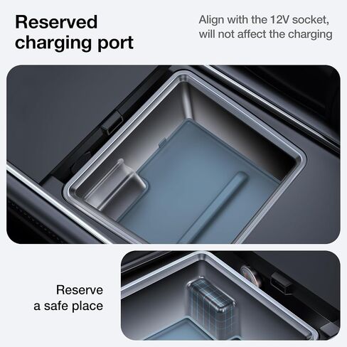 VICSEED 3PCS Tesla Center Console Organizer Set - Fit for 2021-2023 Model 3/Y, Translucent Front & Rear Console Organizer Tray, Non-Slip Silicone Cup Holder Insert, Tesla Interior Accessories in Saudi Arabia