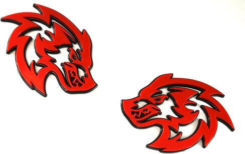 2Pcs Wolf Head Emblems 3D Car Truck Motorcycles Side Rear Styling Badge Wolf Decal Custom New (Black/Red Line) in Saudi Arabia