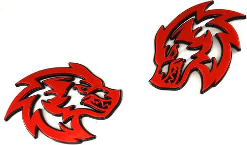 2Pcs Wolf Head Emblems 3D Car Truck Motorcycles Side Rear Styling Badge Wolf Decal Custom New (Black/Red Line) in Saudi Arabia