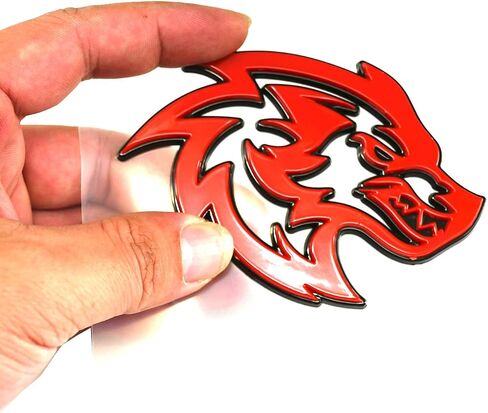 2Pcs Wolf Head Emblems 3D Car Truck Motorcycles Side Rear Styling Badge Wolf Decal Custom New (Black/Red Line) in Saudi Arabia