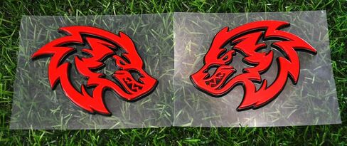2Pcs Wolf Head Emblems 3D Car Truck Motorcycles Side Rear Styling Badge Wolf Decal Custom New (Black/Red Line) in Saudi Arabia