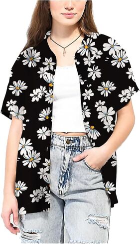 KYKU Womens Button Down Hawaiian Shirt Casual Fashion Shirts Summer Blouses in Saudi Arabia