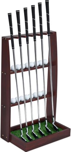 Golf Putter Stand Wooden Display Rack Golf Club Holder Stand, Brown Golf Club Organizer for Storage Sports Indoor Home Garage in Saudi Arabia