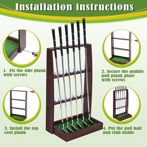 Golf Putter Stand Wooden Display Rack Golf Club Holder Stand, Brown Golf Club Organizer for Storage Sports Indoor Home Garage in Saudi Arabia