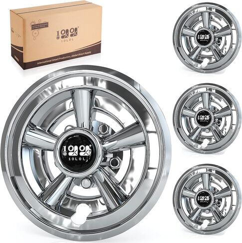 Universal Golf Cart Hubcaps 8 inch Set of 4 SS Chrome Wheel Covers for Golf Cart Club Car EZGO and Other Wheel Hubcaps in Saudi Arabia