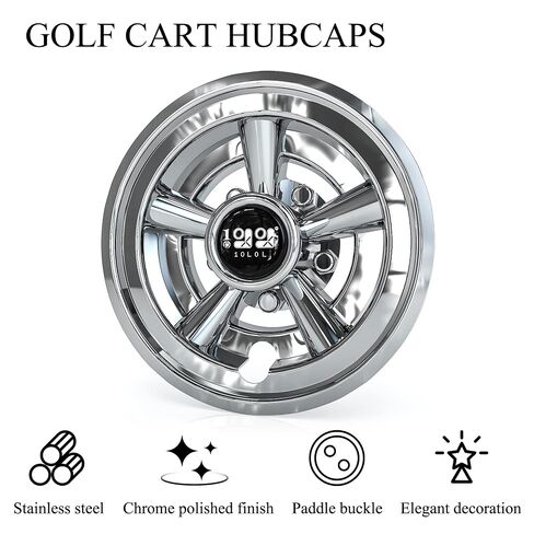 Universal Golf Cart Hubcaps 8 inch Set of 4 SS Chrome Wheel Covers for Golf Cart Club Car EZGO and Other Wheel Hubcaps in Saudi Arabia