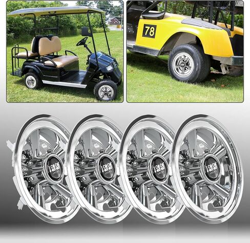 Universal Golf Cart Hubcaps 8 inch Set of 4 SS Chrome Wheel Covers for Golf Cart Club Car EZGO and Other Wheel Hubcaps in Saudi Arabia