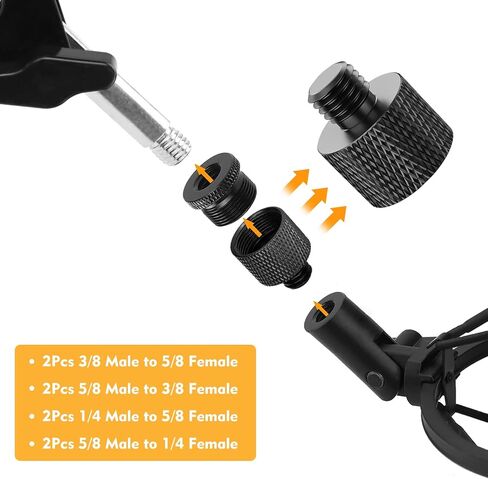 Microphone Thread Adapter Set 8 Pieces, 5/8 Female to 3/8 Male, 3/8 Female to 5/8 Male, 5/8 Female to 1/4 Male, 1/4 Female to 5/8 Male Mic Stand Adapters(2 Colors) in Saudi Arabia