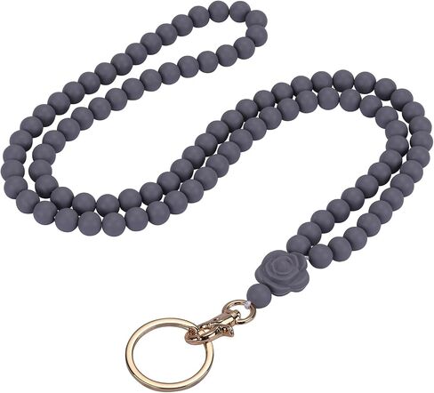 Rose Flower Silicone Beads Lanyards Teacher Lanyard for ID Badges and Keys Breakaway Gift for Women Nurse Teacher in Saudi Arabia