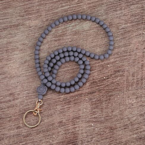 Rose Flower Silicone Beads Lanyards Teacher Lanyard for ID Badges and Keys Breakaway Gift for Women Nurse Teacher in Saudi Arabia
