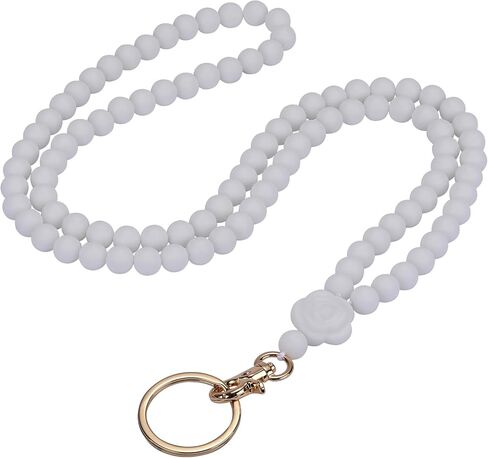 Rose Flower Silicone Beads Lanyards Teacher Lanyard for ID Badges and Keys Breakaway Gift for Women Nurse Teacher in Saudi Arabia