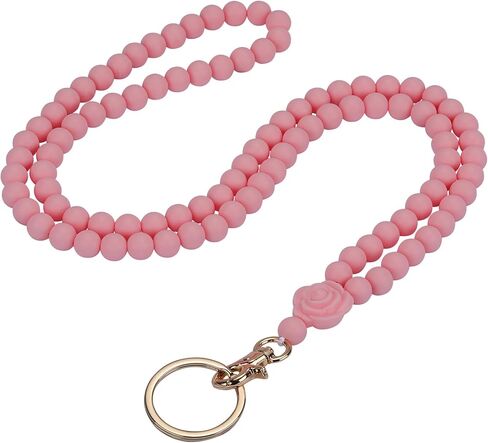 Rose Flower Silicone Beads Lanyards Teacher Lanyard for ID Badges and Keys Breakaway Gift for Women Nurse Teacher in Kuwait
