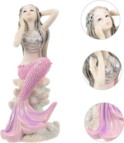 Mermaid Ornaments Mermaid Decorations The Office Decor Fish Tank Ornaments Pink Mermaid Sand Sculpture Resin Fish Aquarium Decoration Office Decorations Mermaid Decor in Saudi Arabia