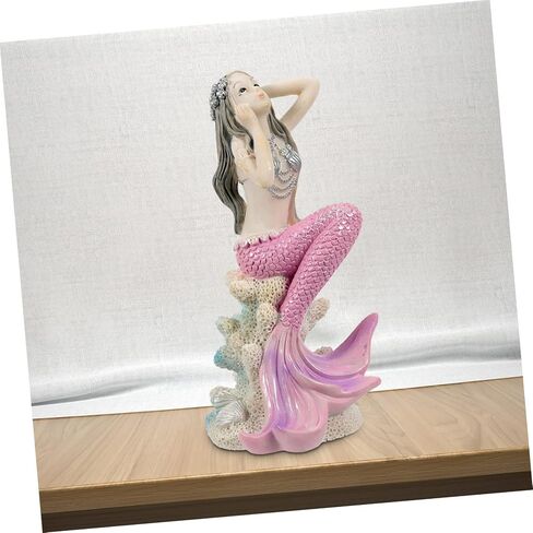 Mermaid Ornaments Mermaid Decorations The Office Decor Fish Tank Ornaments Pink Mermaid Sand Sculpture Resin Fish Aquarium Decoration Office Decorations Mermaid Decor in Saudi Arabia