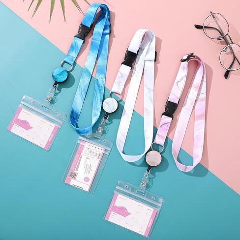 5 Pack Cruise Lanyard for Ship Cards,Adjustable Lanyards for Cruise Ship Cards with Retractable Badge Holder and 10Pcs Waterproof ID Card Holder (Marble Style) in Saudi Arabia