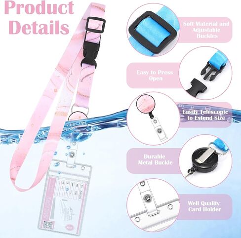 5 Pack Cruise Lanyard for Ship Cards,Adjustable Lanyards for Cruise Ship Cards with Retractable Badge Holder and 10Pcs Waterproof ID Card Holder (Marble Style) in Saudi Arabia