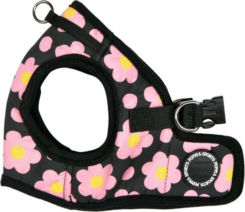 Puppia Bacopas Dog Vest Harness B (Step-in) Fashionable Flower Pattern Spring Summer Harness for Small and Medium Dogs, Black, Medium in Saudi Arabia