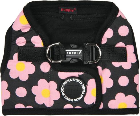 Puppia Bacopas Dog Vest Harness B (Step-in) Fashionable Flower Pattern Spring Summer Harness for Small and Medium Dogs, Black, Medium in Saudi Arabia