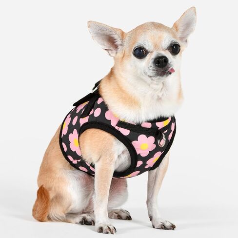 Puppia Bacopas Dog Vest Harness B (Step-in) Fashionable Flower Pattern Spring Summer Harness for Small and Medium Dogs, Black, Medium in Saudi Arabia
