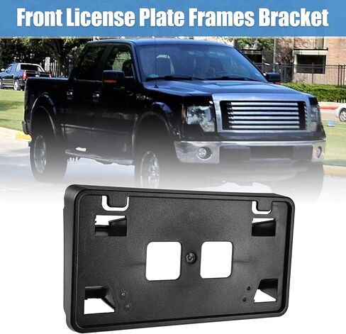 X AUTOHAUX قوس لوحة الترخيص لفورد F150 2021 2022 3.3L V6 5.0L V8 المصد الأمامي إطار لوحة الترخيص قوس حامل تصاعد ML3Z-17A385-AB حامل لوحة الأرقام حامل إطار الترخيص الأسود in Kuwait