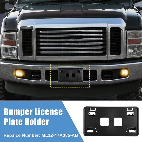 X AUTOHAUX قوس لوحة الترخيص لفورد F150 2021 2022 3.3L V6 5.0L V8 المصد الأمامي إطار لوحة الترخيص قوس حامل تصاعد ML3Z-17A385-AB حامل لوحة الأرقام حامل إطار الترخيص الأسود in Kuwait